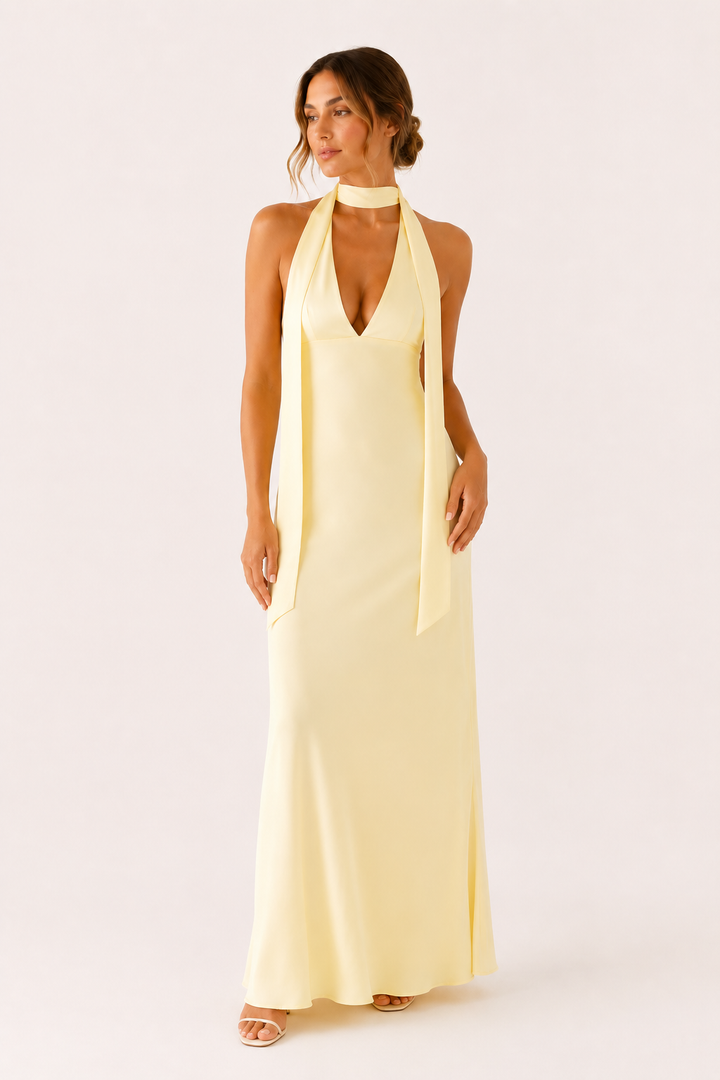 Robe longue femme dos nu décolleté profond élégante - Alessa