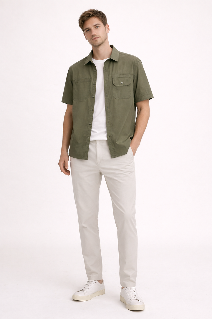 Chemise à manches courtes pour hommes, avec poches avant et coupe droite - Erik