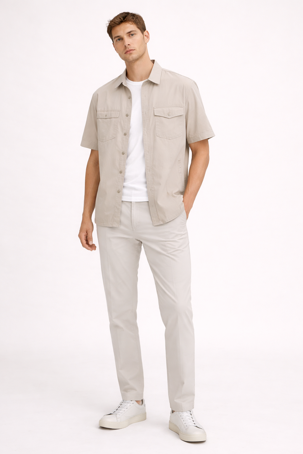 Chemise à manches courtes pour hommes, avec poches avant et coupe droite - Erik