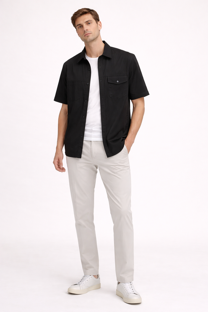 Chemise à manches courtes pour hommes, avec poches avant et coupe droite - Erik