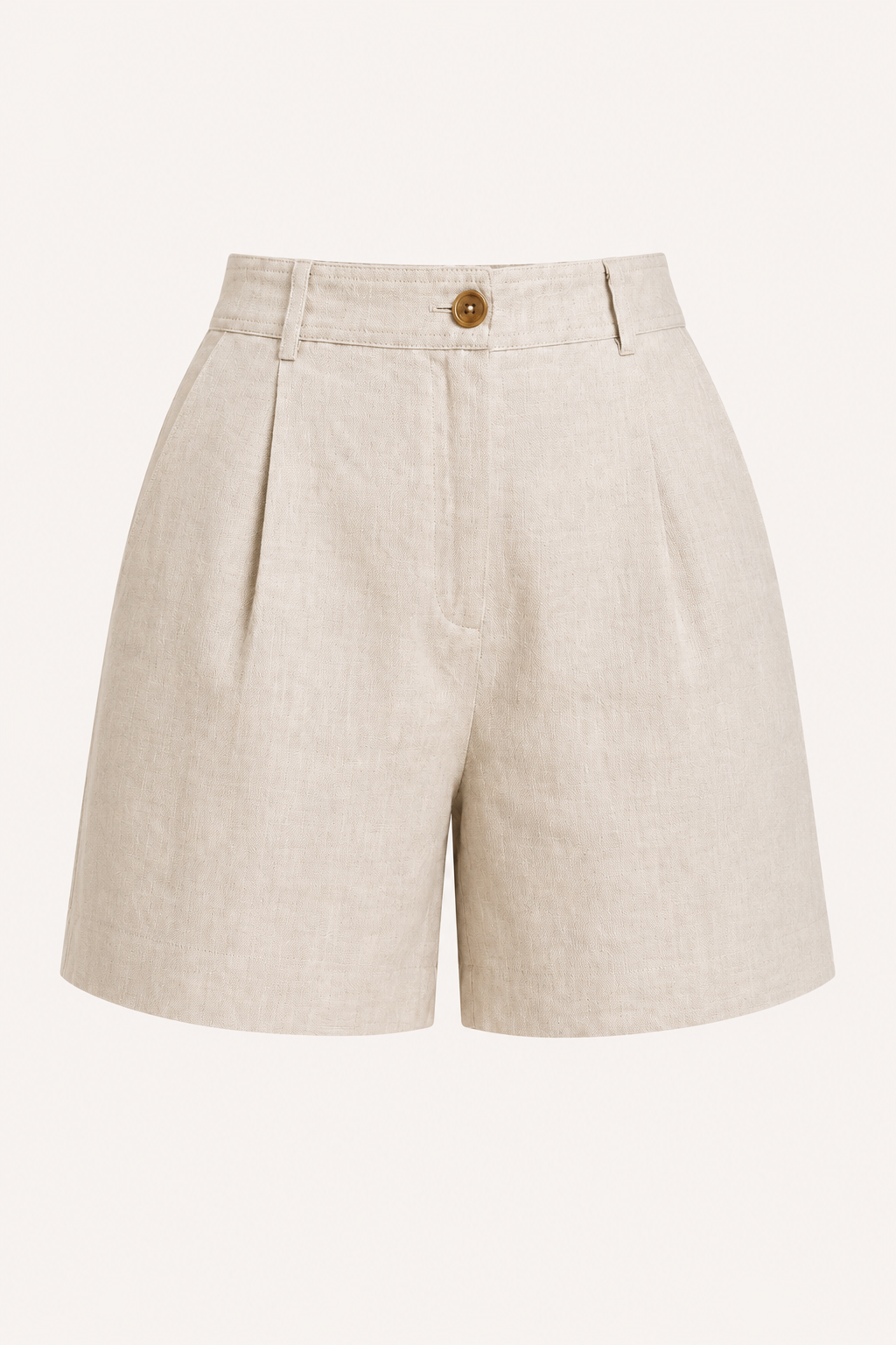 Short femme en lin et coton à taille haute avec pinces - Holly