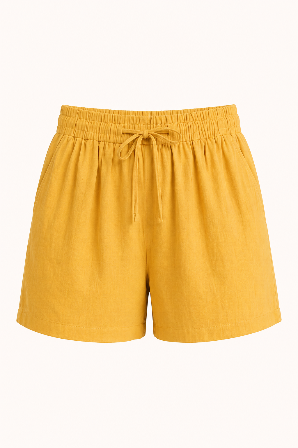Short femme en lin et coton à taille élastiquée avec cordon - Anja