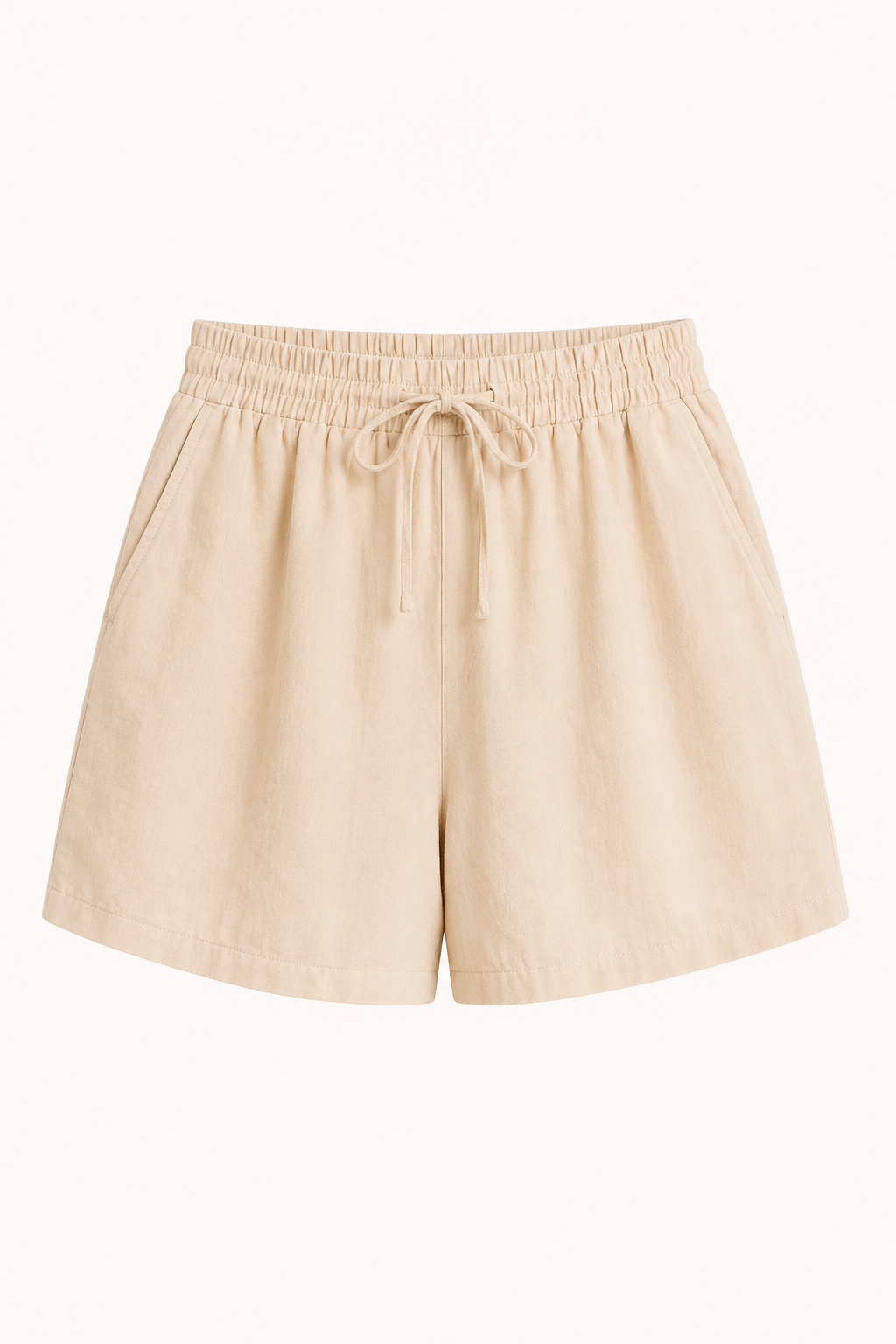 Short femme en lin et coton à taille élastiquée avec cordon - Anja