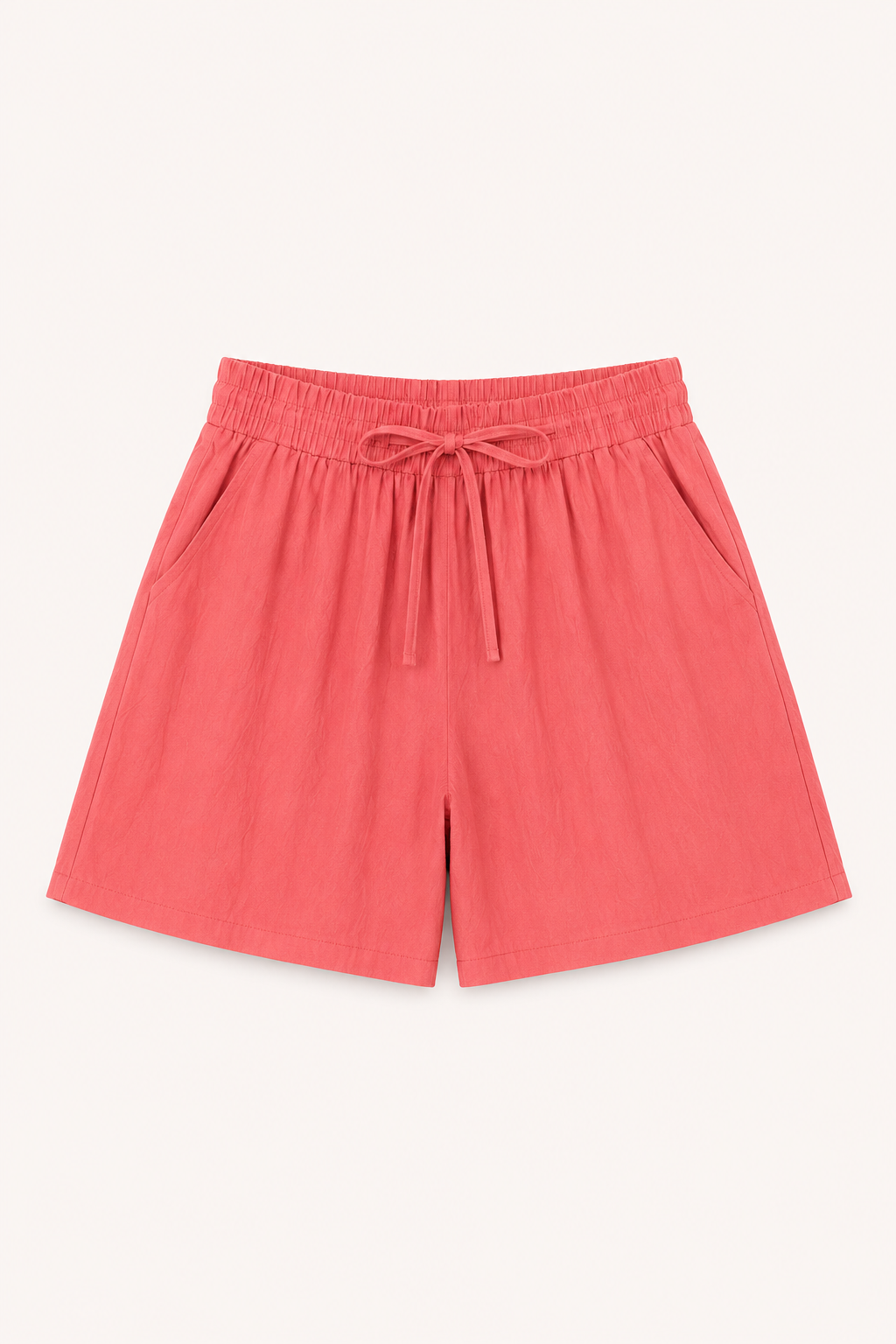 Short femme en lin et coton à taille élastiquée avec cordon - Anja