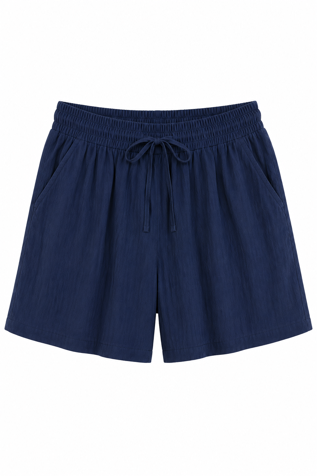 Short femme en lin et coton à taille élastiquée avec cordon - Anja
