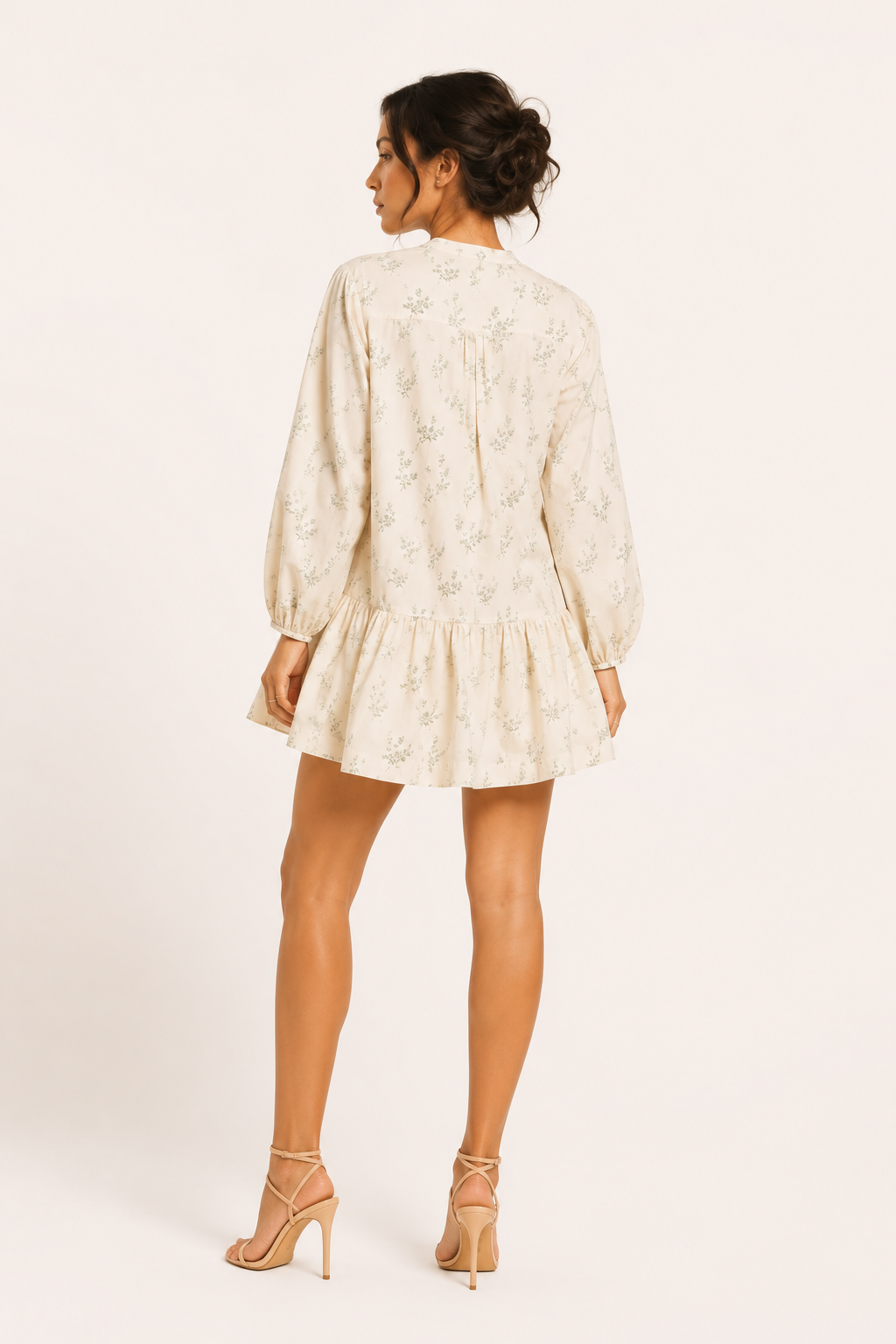 Robe courte pour femme, imprimé floral, manches longues, légère - Amelie
