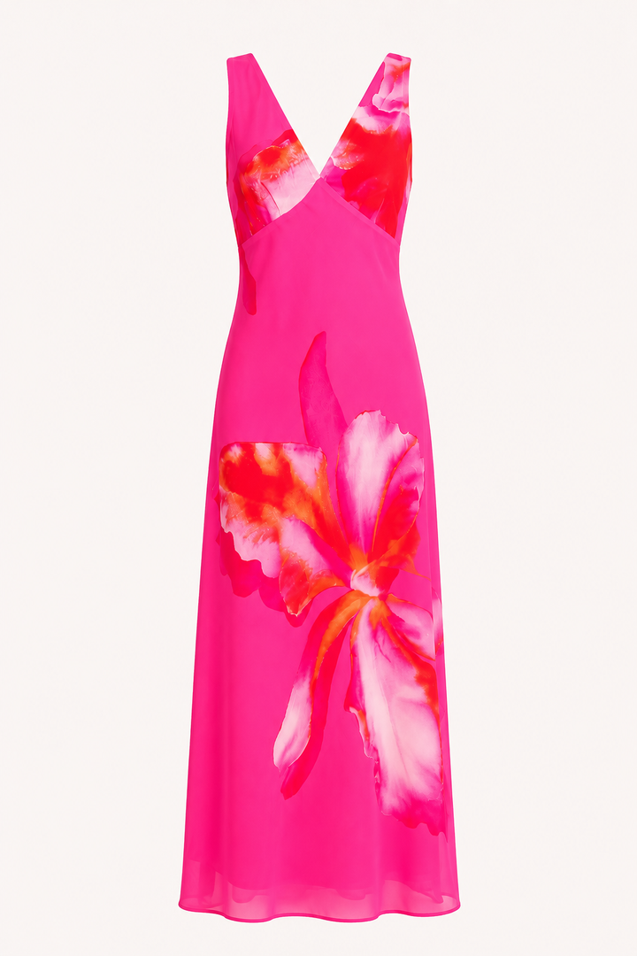Robe longue femme imprimé floral décolleté croisé été - Soraya