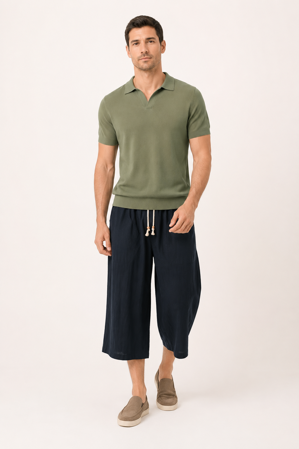 Pantalon court pour homme à taille élastiquée avec cordon - Alfie