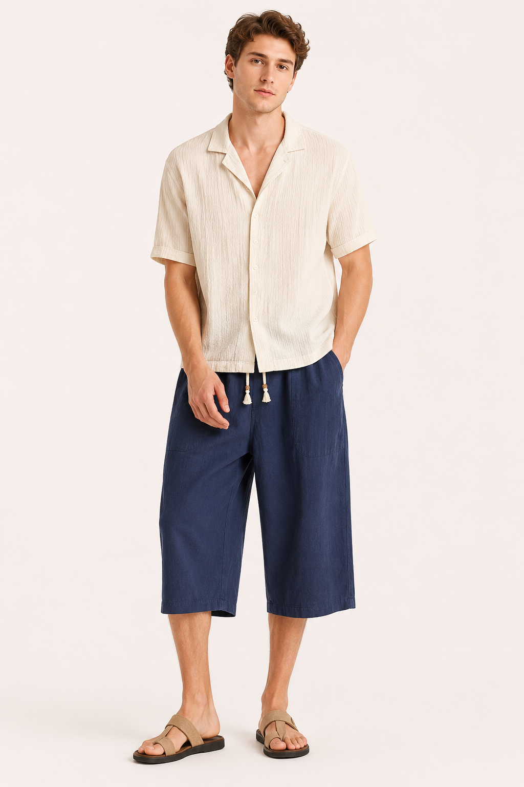 Pantalon court pour homme à taille élastiquée avec cordon - Alfie