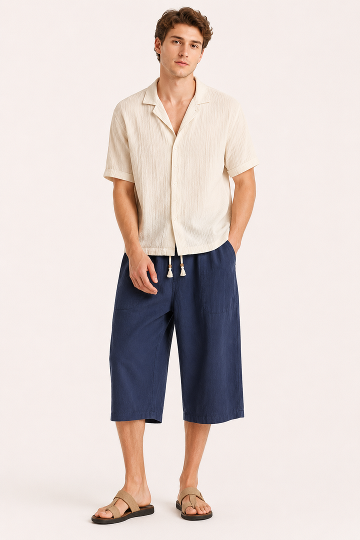 Pantalon court pour homme à taille élastiquée avec cordon - Alfie