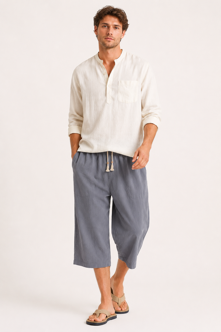 Pantalon court pour homme à taille élastiquée avec cordon - Alfie