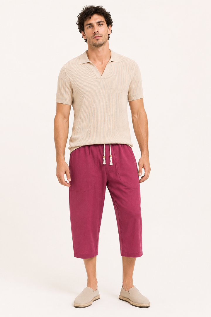 Pantalon court pour homme à taille élastiquée avec cordon - Alfie