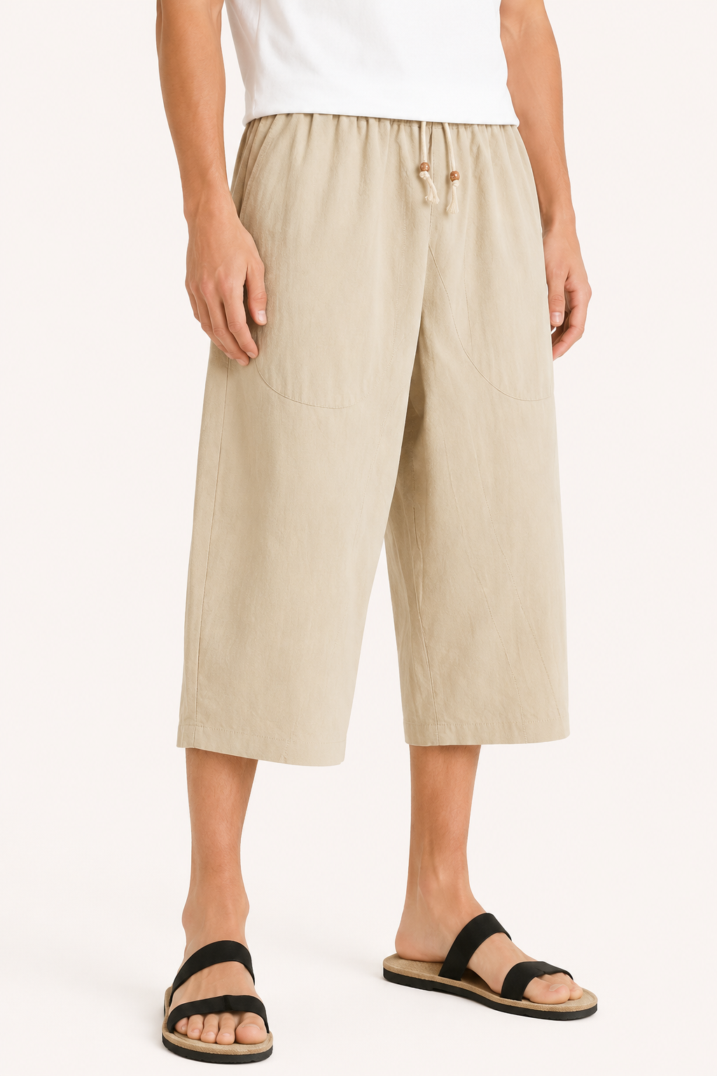 Pantalon court pour homme à taille élastiquée avec cordon - Alfie