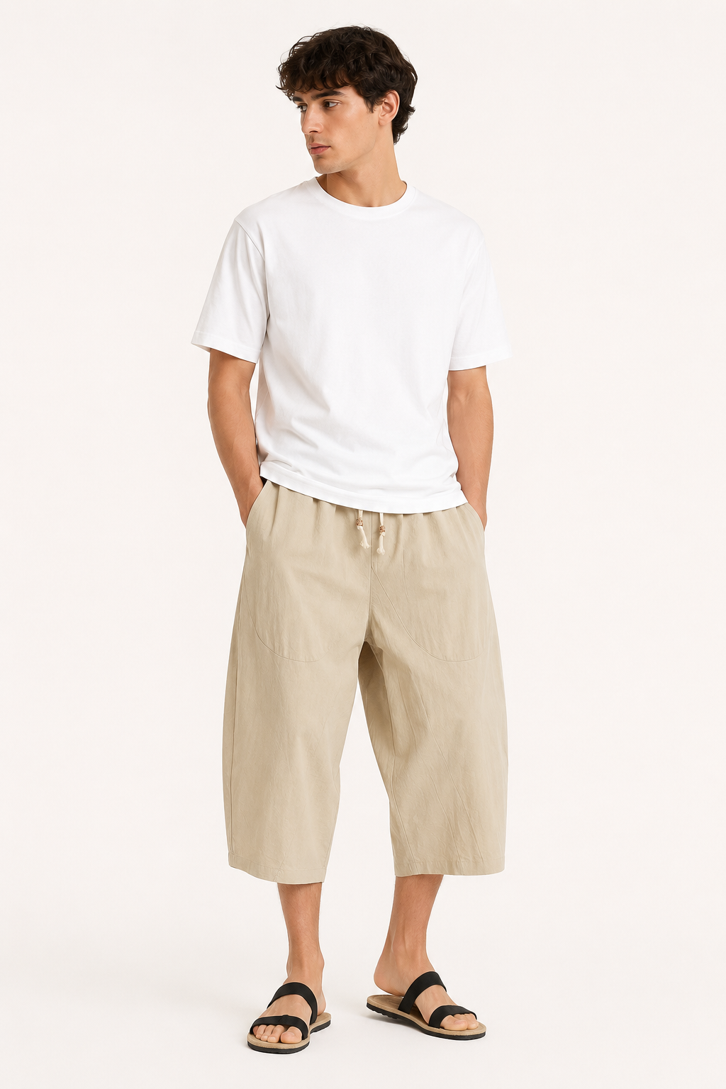Pantalon court pour homme à taille élastiquée avec cordon - Alfie