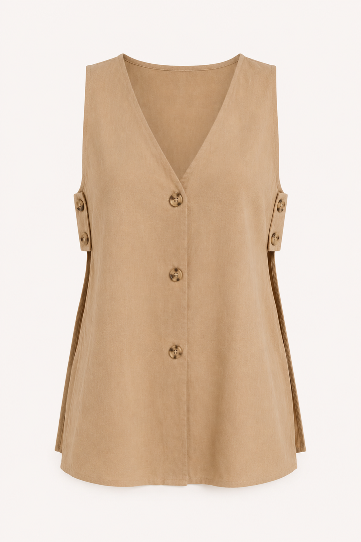 Ensemble femme gilet et short à boutons - Elke