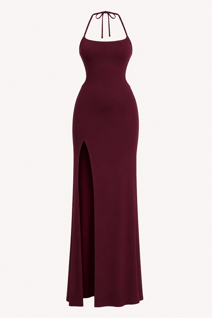 Robe longue pour femme avec fente sur le côté et élégante ouverture dans le dos - Kiara