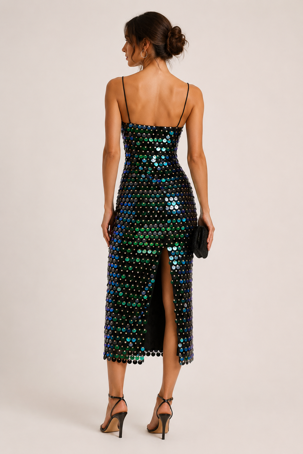Élégante robe de cocktail midi avec finition brillante - Senta