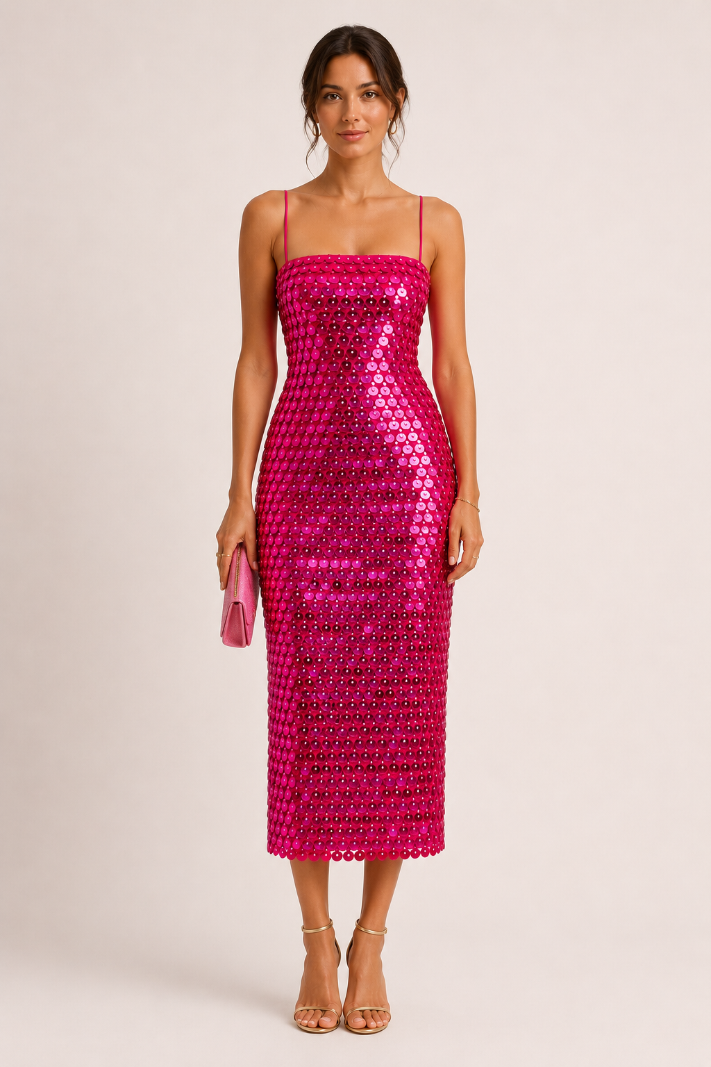 Élégante robe de cocktail midi avec finition brillante - Senta