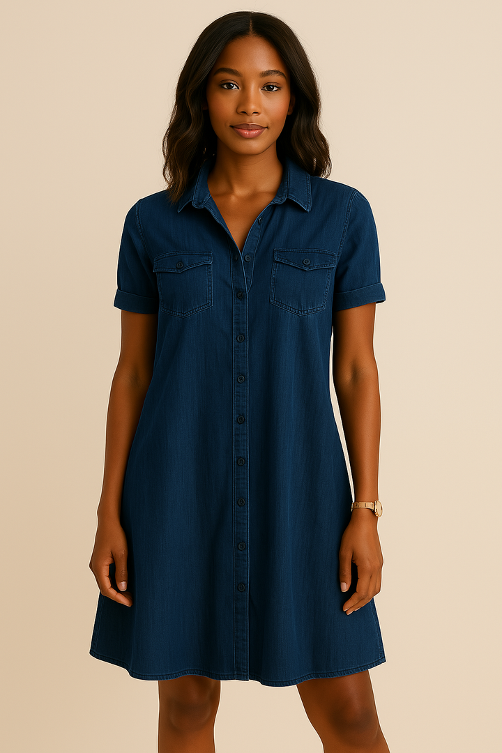Robe chemise en denim confortable pour femme - Claire