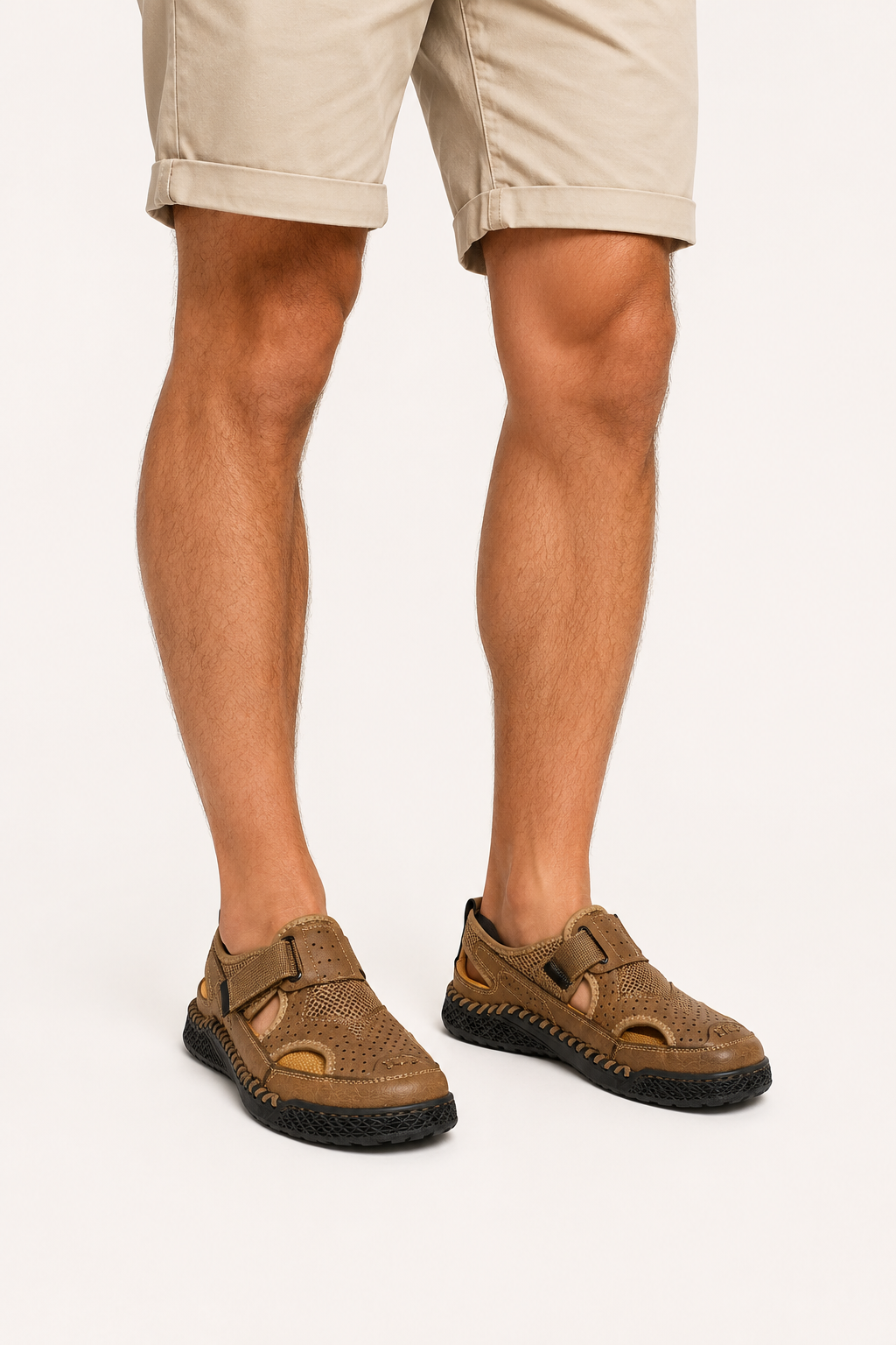Sandales fermées pour homme, perforées, avec velcro - Lorenz