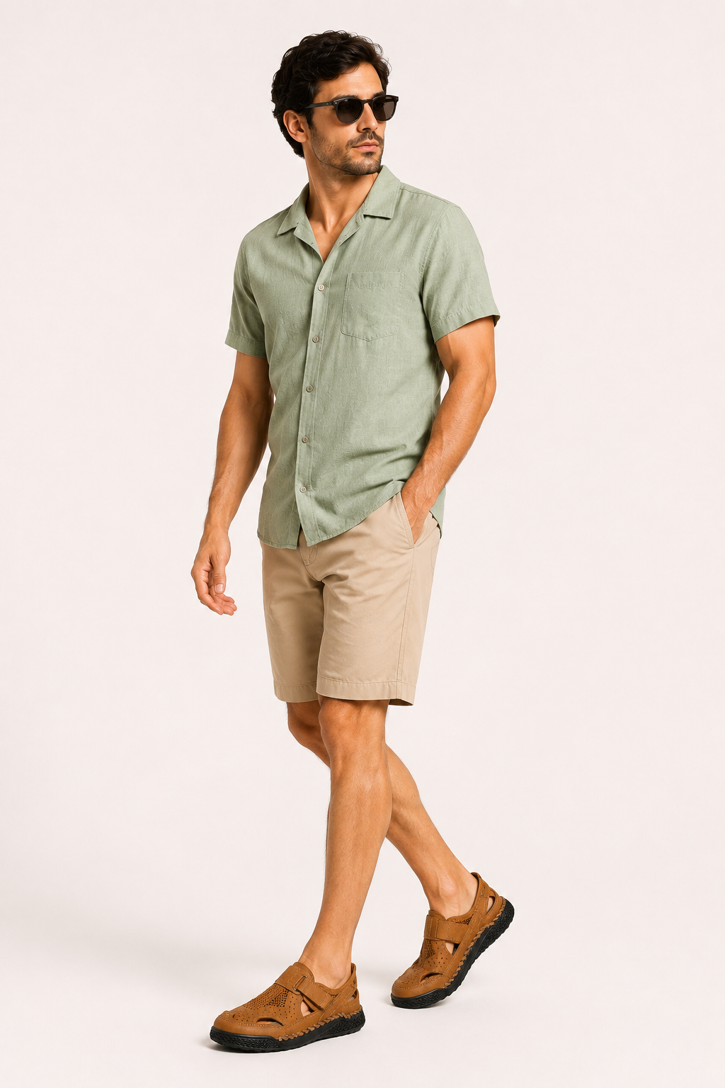 Sandales fermées pour homme, perforées, avec velcro - Lorenz