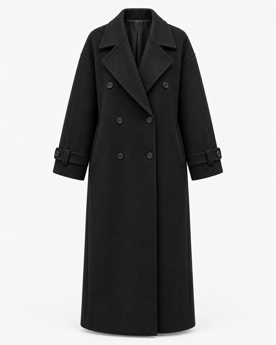 Manteau long pour femme, double boutonnage, avec ceinture - Apolline