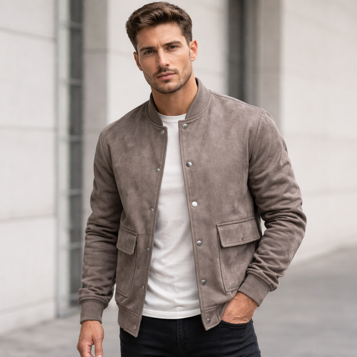 Veste bombardier pour homme avec fermeture à boutons et col court - Bjornrik