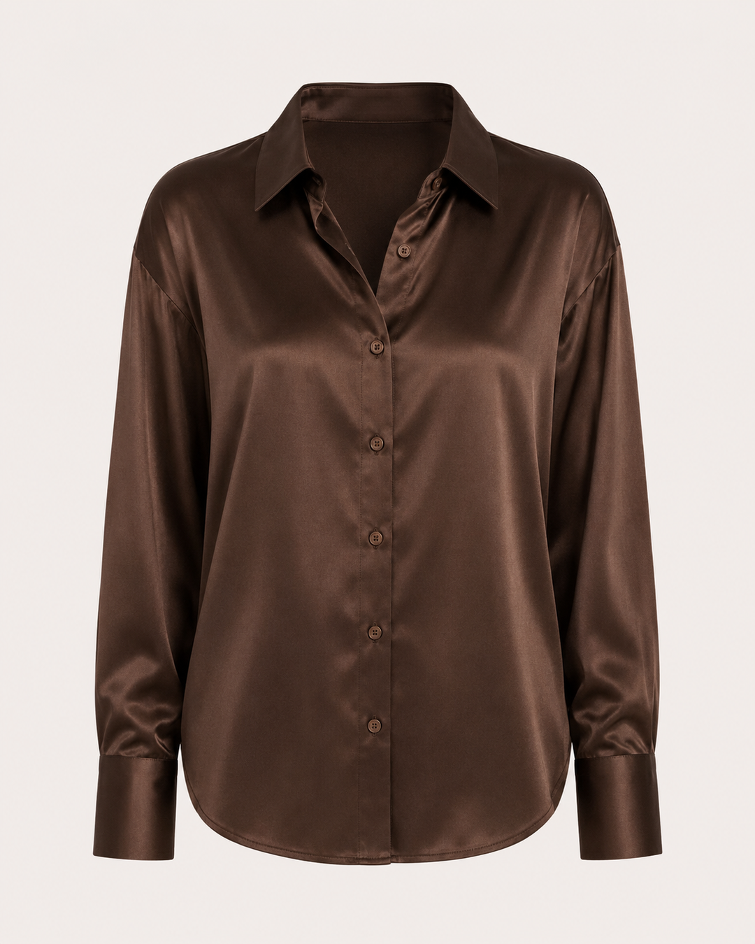Blouse femme en satin à manches longues avec boutonnage sur le devant - Hannelore