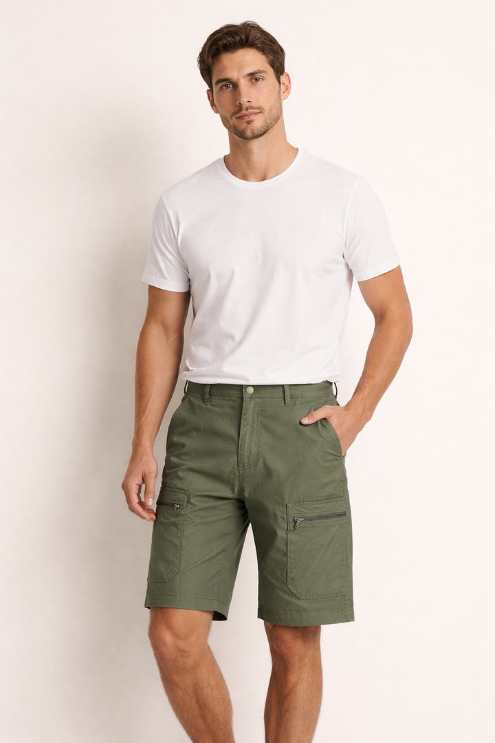 Short cargo avec poches et fermeture éclair latérale pour hommes - Erling