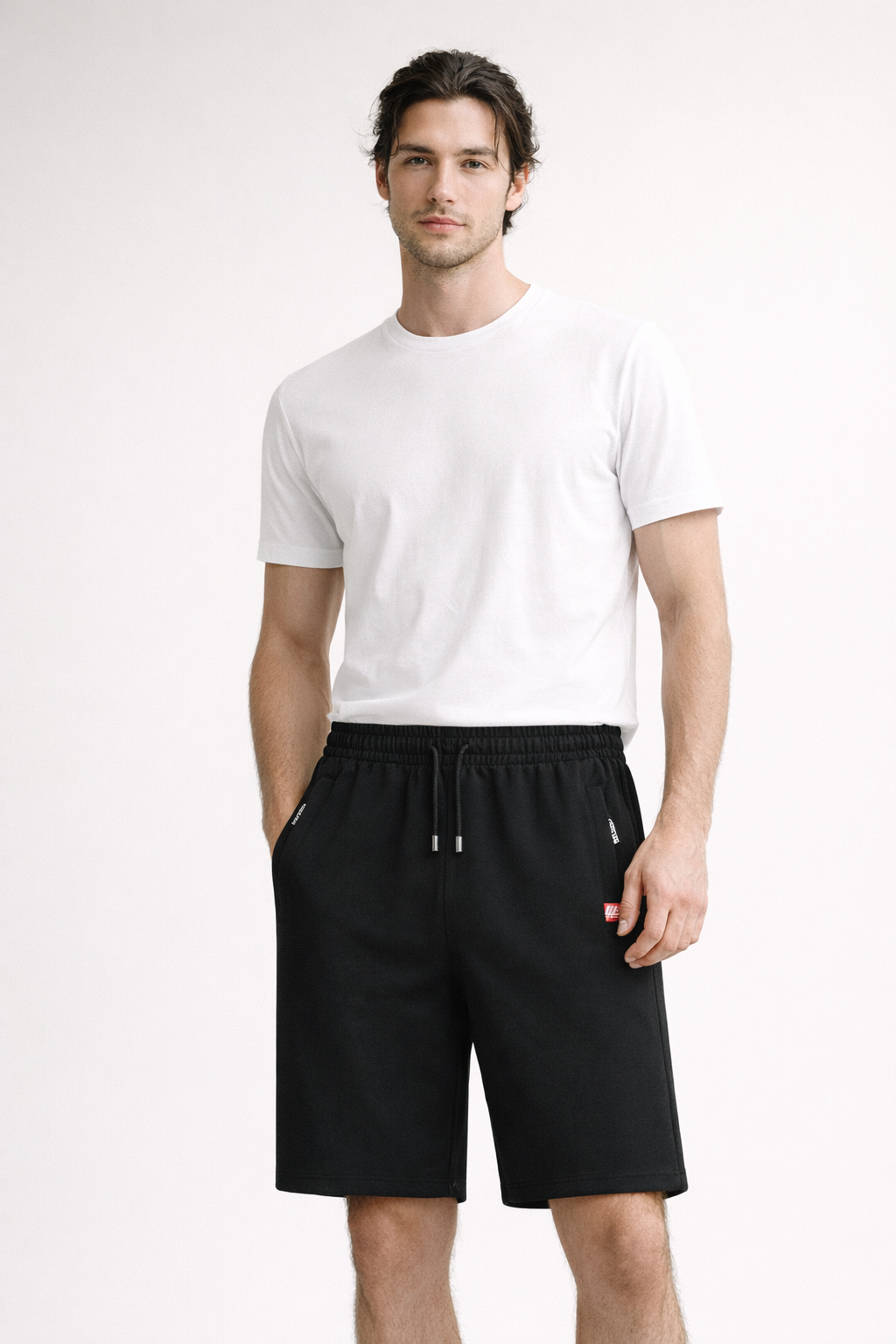 Short de sport uni avec poches zippées pour hommes - Kevin
