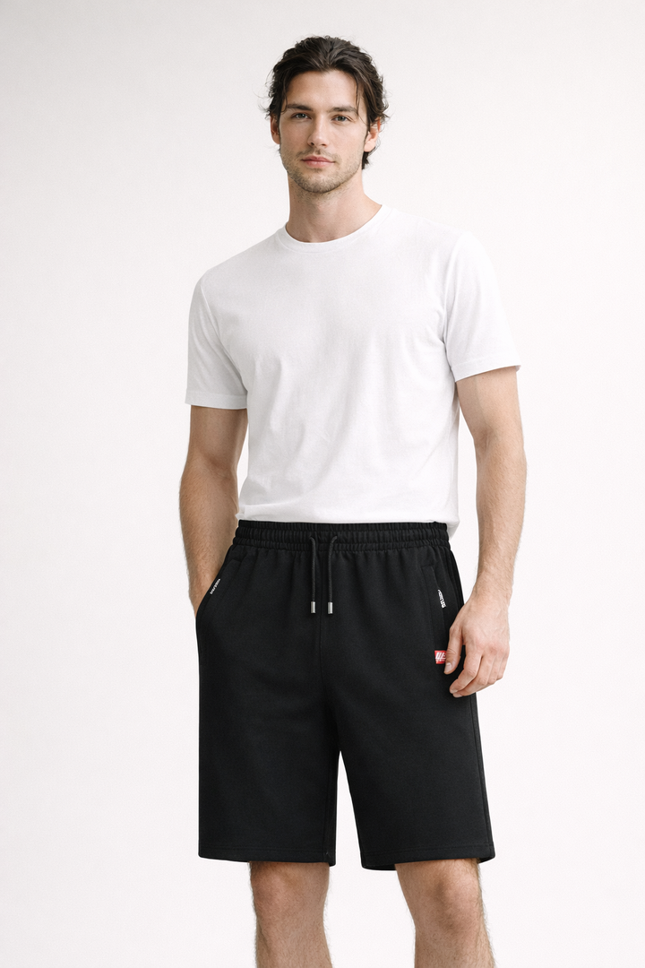Short de sport uni avec poches zippées pour hommes - Kevin