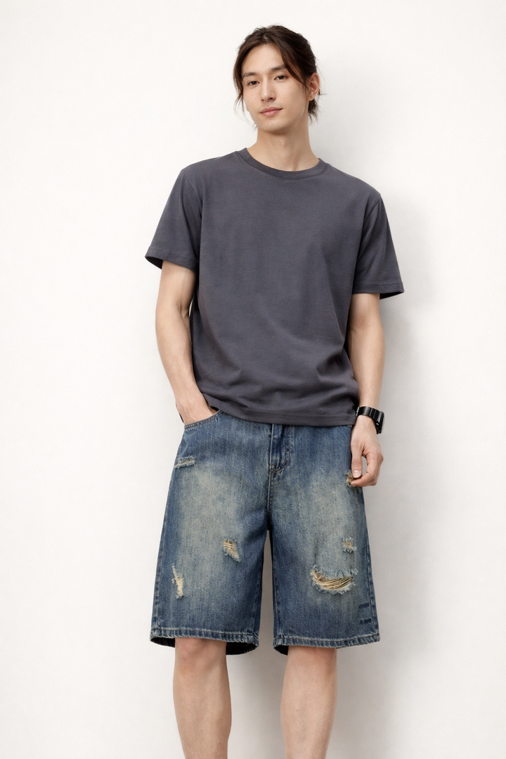 Short déchiré en denim pour hommes - Kane