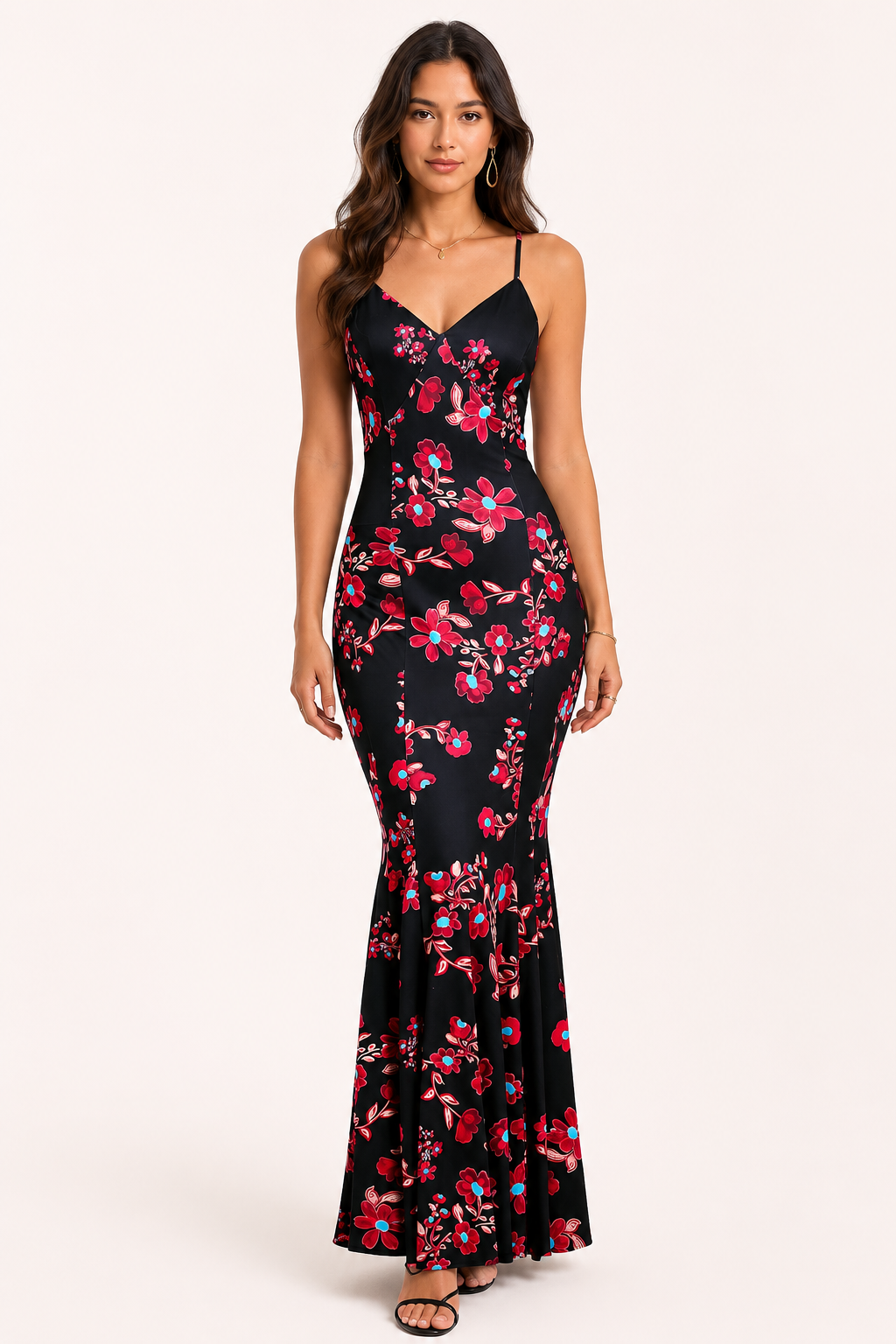 Robe longue à imprimé floral pour femme, coupe sirène - Elvie