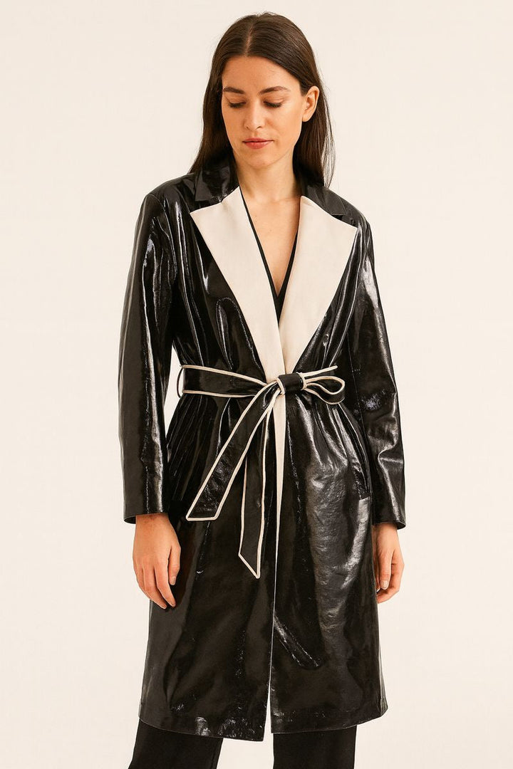 Manteau effet fourrure ceinturé pour femme - Liranne