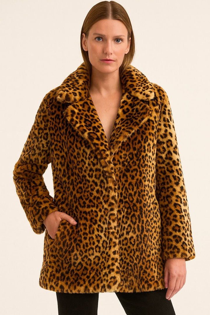 Manteau effet fourrure imprimé pour femme - Narelle