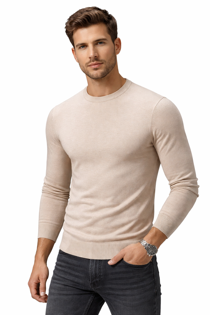 Pull en maille à manches longues et col rond pour homme - Odrin