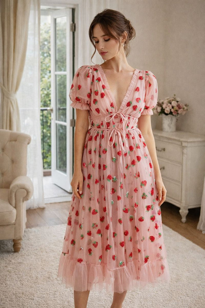 Robe en tulle brodé pour femme - Eda