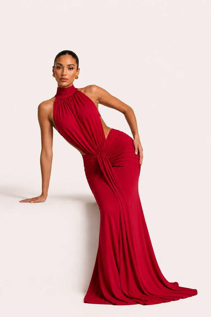 Élégante robe longue à col licou pour femmes - Klara