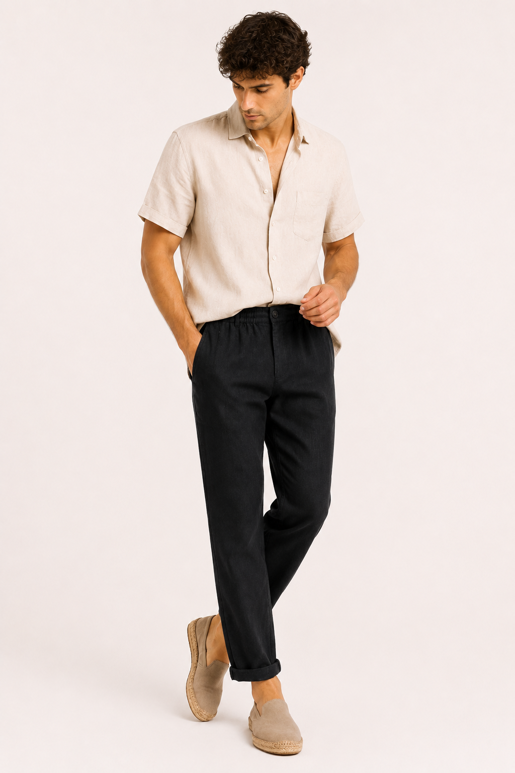 Pantalon en lin léger pour homme, coupe confortable - Matteo
