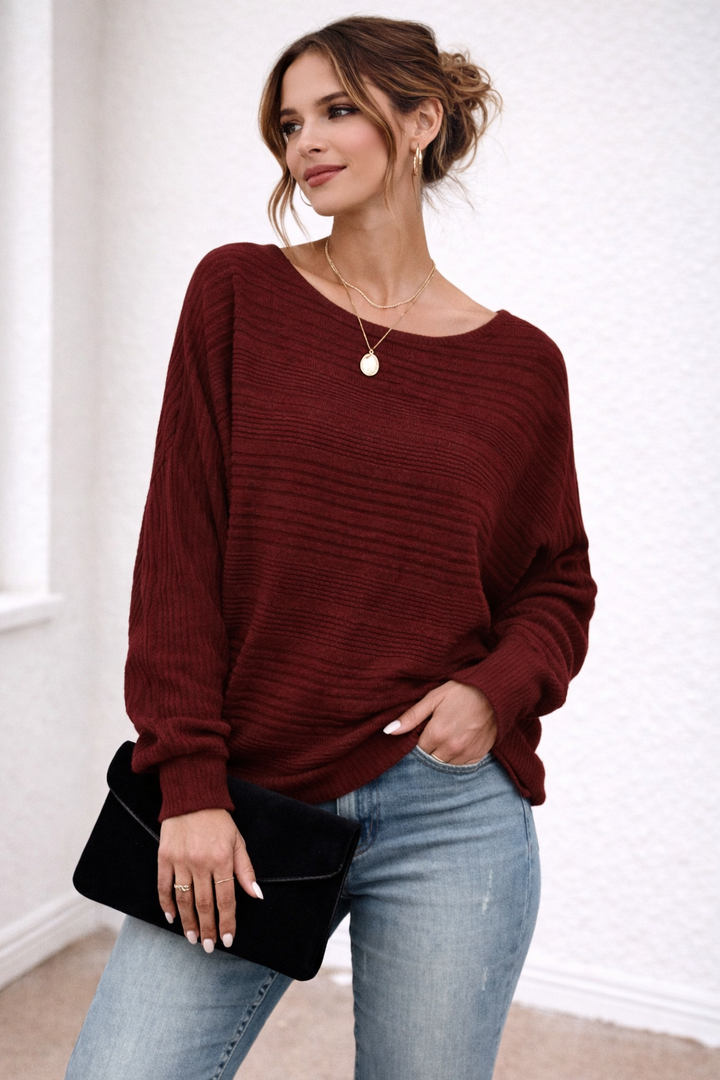 Pull en maille à col rond et coupe ample pour femme - Anniken