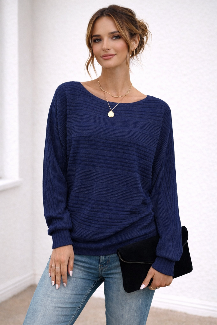 Pull en maille à col rond et coupe ample pour femme - Anniken