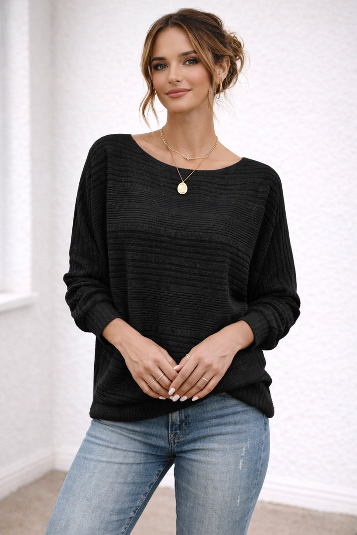 Pull en maille à col rond et coupe ample pour femme - Anniken