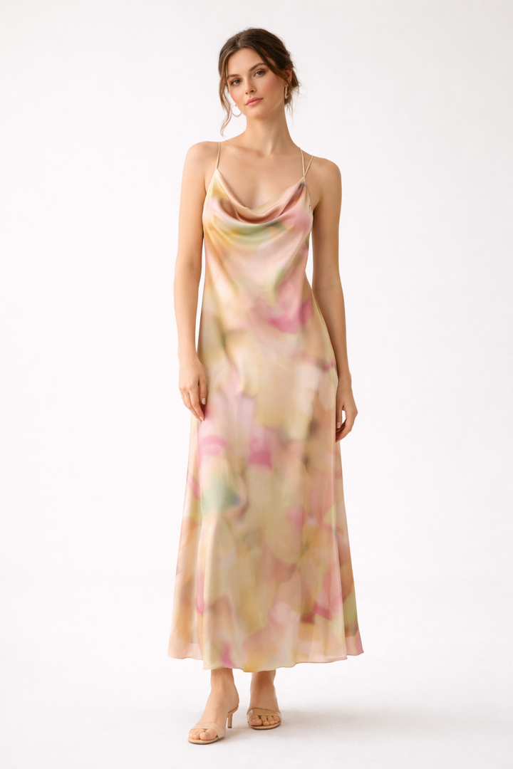Robe longue à fines bretelles et décolleté - Elinor