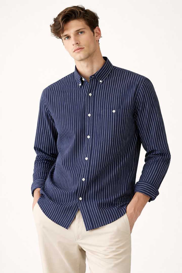 Chemise rayée à manches longues pour homme - Darel