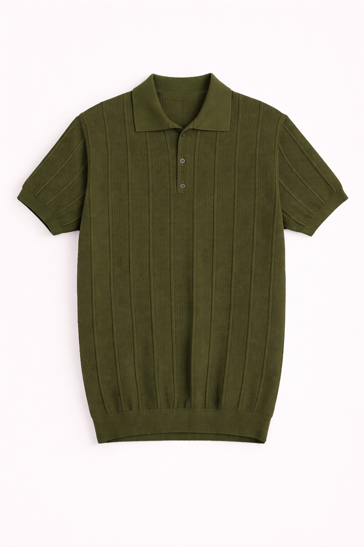 Polo en maille légère à col boutonné pour hommes - Ravel