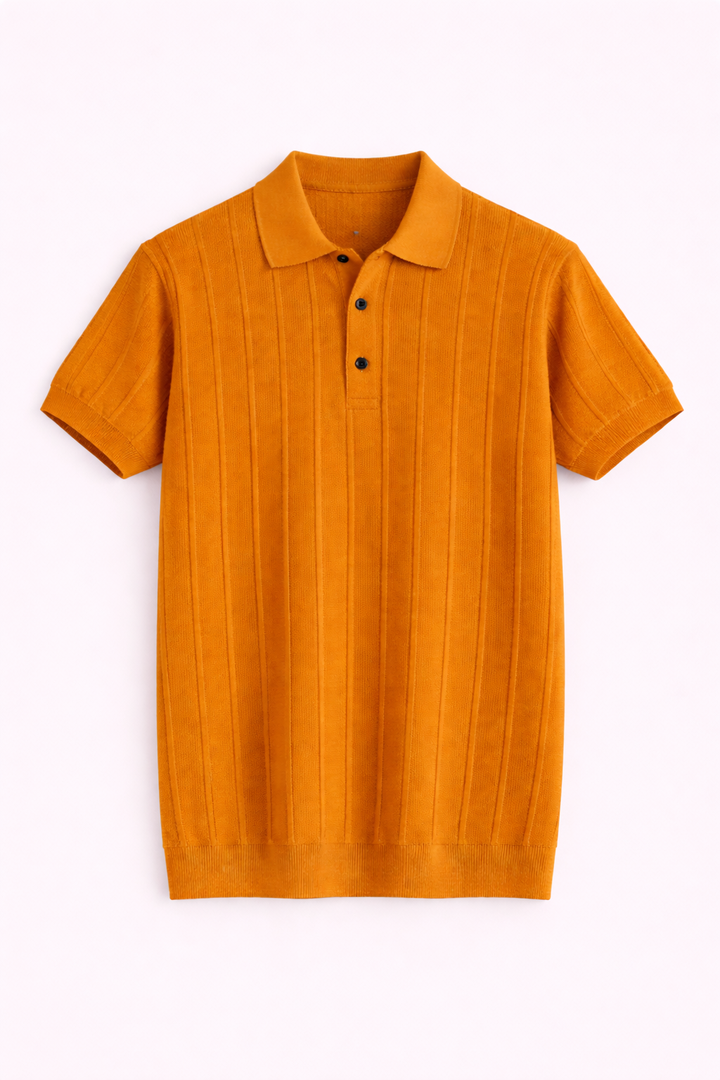Polo en maille légère à col boutonné pour hommes - Ravel