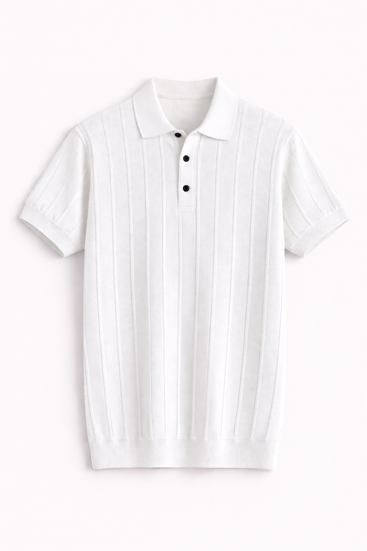 Polo en maille légère à col boutonné pour hommes - Ravel