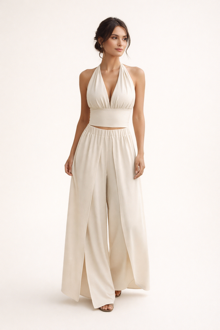 Ensemble licou femme avec pantalon large taille haute - Arelia