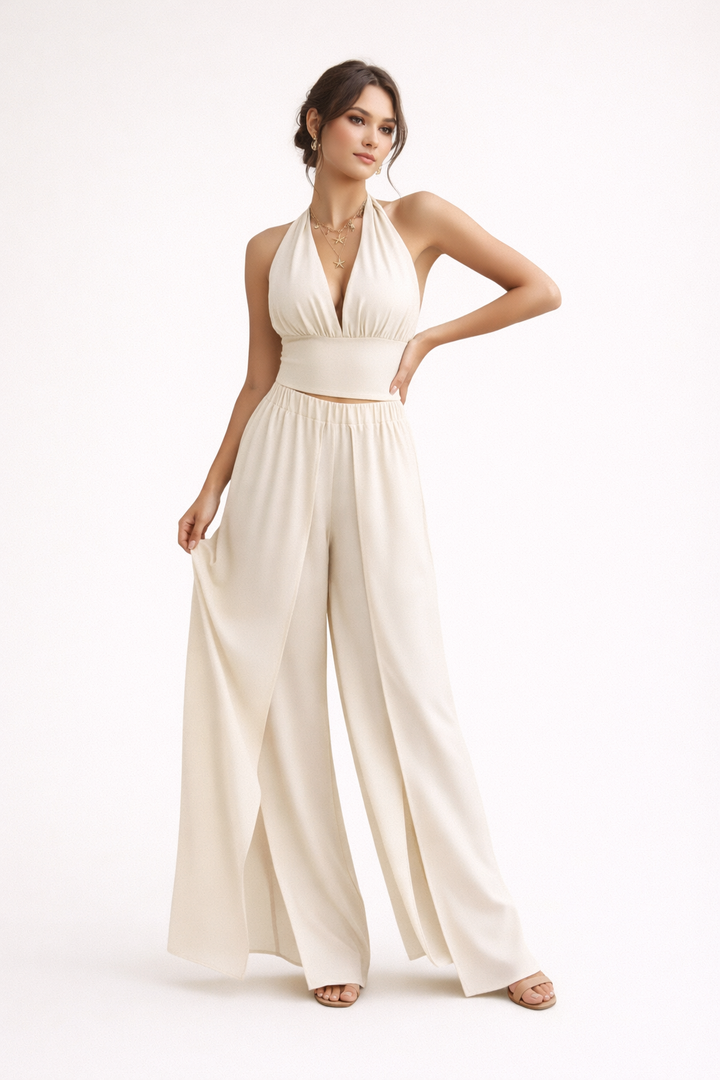 Ensemble licou femme avec pantalon large taille haute - Arelia