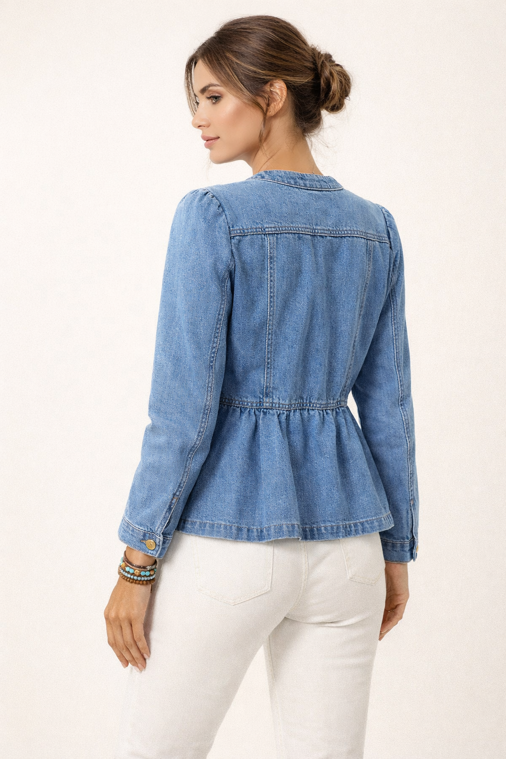 Veste en jean à volants pour femme - Liora